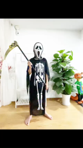 Trang phục hóa trang halloween in hình xương bao gồm mặt nạ và găng tay