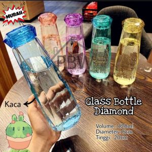 (FREE BUBLE) Botol Kaca Diamond / Botol Minum Kaca / Souvenir Ulang Tahun / Souvenir Nikah