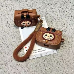 กระเป๋าถือการ์ตูน Labubu เคสป้องกันหูฟังซิลิโคนเหลวพร้อมสายคล้องสำหรับ AirPods Gen 1/2 Gen 3 4 Pro Pro2ซีรีส์