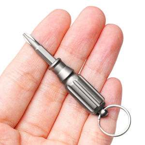 Tua Vít Mini Hợp Kim Titan Với Đầu Thép S2 Và Móc Khóa Bằng Thép Không Gỉ Di Động EDC Dụng Cụ Nhỏ Gia Công Kim Loại