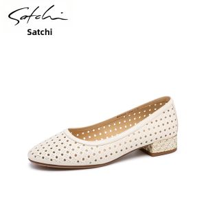 Fashion Breathable Hollow Out Sheepskin Low Heel Shoes