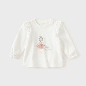Antibacterial Long Sleeve Pure Cotton T-Shirt for Girls Dave Bella Spring Summer Kids Base Layer Shirt Baby Girls Clothing