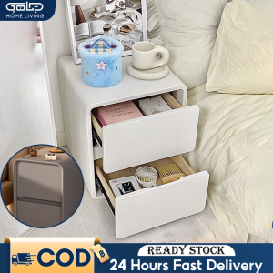 GOLD Leather Bedside Table Nordic Drawer Cabinet w/ Anti-Humidity 2-Tier Storage & Anti-Scratch Surface