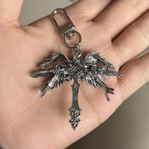 Yumei | Retro Gothic Jesus Wings Cross Pendant Necklace Jewelry for Men Women Large Vintage Dark Punk Religious Amulet Necklaces Gifts