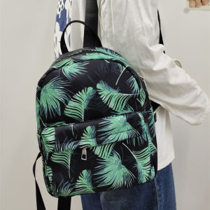 กระเป๋าเป้สะพายหลังแบบลำลองขนาดเล็กลายใบไม้สไตล์วินเทจ น้ำหนักเบา ทนทานต่อการสกปรก กระเป๋าเป้สะพายไหล่แบบลำลองสำหรับเดินทาง