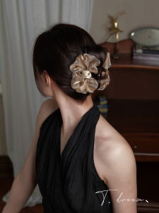 Large Size Comb Butterfly Knot Tule Tail Clip Shark Clamp Hair Accessories Vintage French Style for Plait Hair Summer Romance