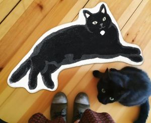 VIKAMA Cartoon Cat-shaped Rug - Slip-resistant floor mat for entrance hall kitchen and bathroom - Home decoration