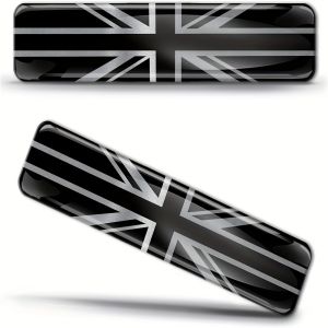 2 x 3D Domed Silicone Silver Stickers Decals UK United Kingdom Union Jack National Great Britain England Flag Car Motorcycle Hel