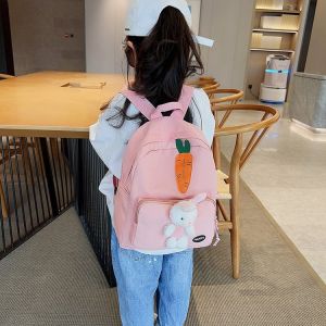 Cute Canvas Shoulder Bag for Girls Elementary School Students Outdoor Spring Outing Backpack Sweet School Style Pure Color
