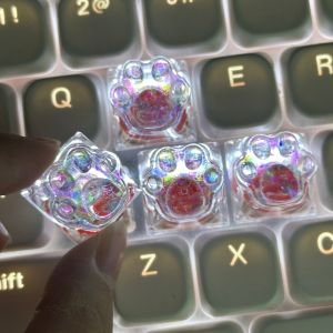 Vòng Tay Nhựa Mờ Mèo Paw Keycap Nhiều Màu Sắc Sparkle Bàn Phím Cơ Cá Tính Mũ Phím