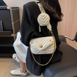 8005# Irene Novy Korean Style Casual Linear High Quality Womens Two-in-One Crossbody Bag Simple Fashion Retro Chain Shoulder Bag Wearing Mini Coin Purse