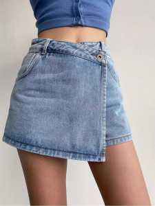 High-Waist Denim Skirt for Women Summer Half-Length A-Line Slimming and Lightweight Work Clothing Ideal for 18-24 Birthday Parties