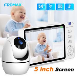 5 Inch Video Baby Monitor Indoor Two-way Audio Mother Kids Surveillance 2.4G Mini PTZ Home Security Cam With Temperture Display