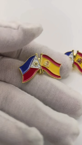 1.25 Inch 3D Metal ES Cufflinks Spain Philippines Joint Brooch Pin