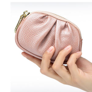 Ví Đựng Tiền Xu Bằng Da Thật Hai Lớp Có Khóa Kéo Cho Nữ Ví Đựng Tiền Xu Đơn Giản Tiện Dụng Có Nhiều Chức Năng Có Thể Gấp Lại