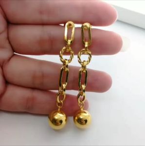 Subang Paku Design Paper Clip Bola Emas 916 Yon Hing