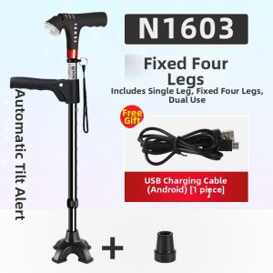 LEZHONGFU | Adjustable Smart Elderly Walking Stick with LED Light Radio Anti-slip