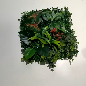 DIY Artificial Plastic Grass Leaves Flowers Flores Plants Wall Panel 25*25cm Green Plants Background DIY Fake Plants Wall Decoration