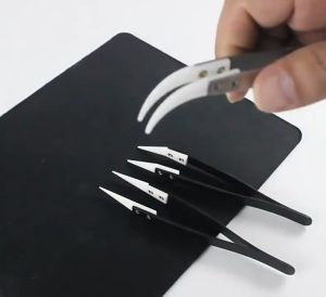 Stainless Steel Ceramic Tweezers Heat Resistant Antimagnetic Ceramic Straight Curved Tip Tweezers