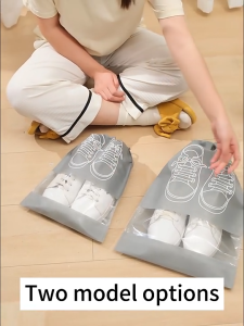 Beg Simpan Kasut Shoe Storage Bag Dustproof Waterproof Portable Travel Organizer Large Capacity Drawstring Bag Non Woven Beg Kasut 便携鞋袋