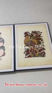 Tranh dân gian Đông Hồ trang trí Tết trang trí nhà cửa quán ăn phong cách truyền thống Việt Nam chất liệu Vải canvas đã có khung và đinh treo