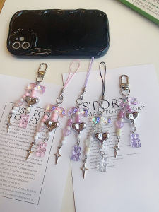 สาวผีเสื้อโทรศัพท์มือถือกรณีจี้กล้อง USB Flash Drive น่ารักหมีหัวใจประดับด้วยลูกปัดอุปกรณ์เสริม