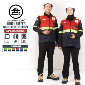 rompi safety|rompi sefti|rompi proyek|rompi k3|rompi HSE Warna Merah Kombinasi Biru Navy