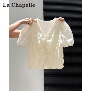La Chapelle | Feminine French Puff Sleeve Blouse V-Neck Design Spring/Summer Wear