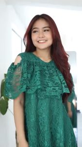 Dress Remaja Terbaru Korean Style Dress Natal Tahun Baru Imlek Michele Brokat Modern Viral