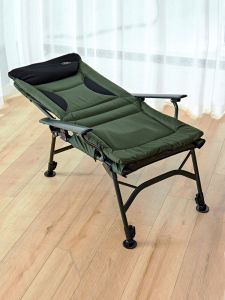 Portable Folding Recliner Chair Backyard Balcony Outdoor Fishing Leisure Chair Office Nap Chair Modern Simple Style Metal Frame