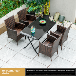 Outdoor Teakettle Table Chair Set Three-Piece Set Casual Courtyard Garden Dining Table Wicker Chair Outdoor Furniture Kit