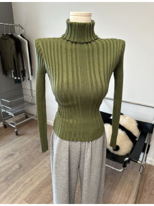เสื้อสเวตเตอร์ถักคอสูงทรงสลิมฟิตแขนยาวสไตล์เกาหลี ทรงเข้ารูป ทรงปกติ แขนยาว ปกติ คอตั้ง เสื้อผ้าทำงาน