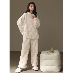 me home wear | Thickened Fluffy Thermal Pajamas Coral Fleece