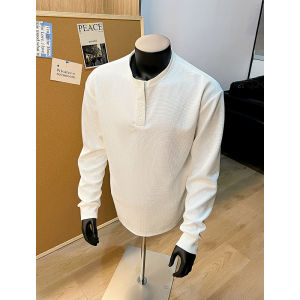 Mens Winter Thickened Fleece-lined Hoodie Long Sleeve Henry Collar Sweatshirt Warm Casual Top Quality Inner Base Shirt