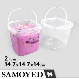 Tempat / Kotak / Ember Plastik Penyimpanan Serba Guna / Food Grade Plastic Storage / Container / Organizer Box / Bucket 2 Liter Samoyed STBX-KC-147 (Makanan / Minuman / Snack / Dessert / Pudding / Yoghurt / Es Krim / Buah / Aksesoris / Mainan)