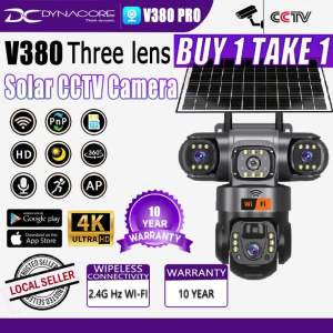 V380 Solar CCTV Camera Outdoor WIFI 3 Lens Waterproof Surveillance Two-Way Audio 360°Auto Tracking IP Security Cameras
