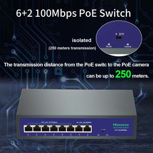 6 9 Port 10/100Mbps Ethernet Fast Switch High Power 120W POE Switch IEEE 802.3af/at with VLAN for IP Camera