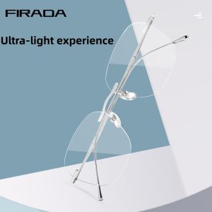 FIRADA Fashion Luxury Eyewear: Women's Retro Frameless Eyeglasses Myopia Optical Prescription Glasses Frame For Men Women 9811WK