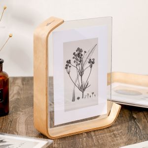 Modern Minimalist Black Walnut Acrylic Photo Frame Stand Simple Rectangular Home Decor for 6 7 8 Inch Photos Customizable