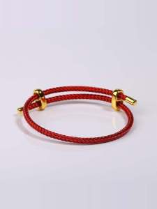 Leather Rope Adjustable Steel Wire Carrying Strap Wear Big Hole Transport Spacer Bead Bracelet This Animal Year Red Rope DIY Braided Rope for Men and Women