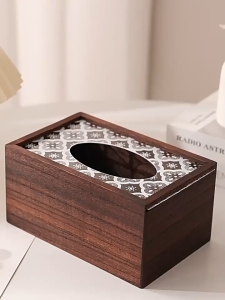 Upscale wood tissue box 450g Tung wood Simple living room tissue box Wooden simple household napkin holder