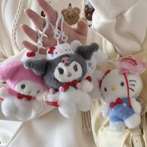 12cm Kawaii Sanrio 50th Anniversary Series Hello Kitty Melody Kuromi Plush Keychain Pendant Cinnamoroll Anime Doll Backpack Pendant Fans Collect Gift