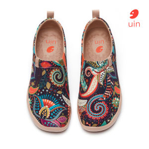 Comfortable Floral Canvas Slip-On Travel Shoes Flat Bottom Lightweight Breathable Anti-Slip Wear-Resistant EVA Outsole Womens Casual Sneakers