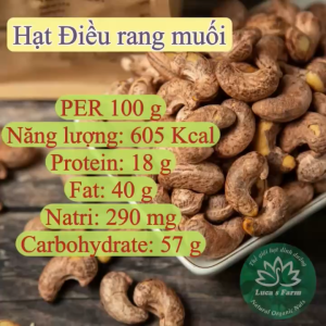 Hạt Điều rang muối Bình Phước hạt to size cồ hàng loại 1 Lucas Farm hũ 500g