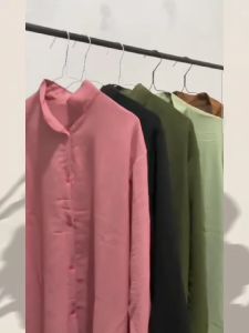 Kemeja Crinkle Polos Terbaru Atasan Wanita Kekinian Lengan Panjang