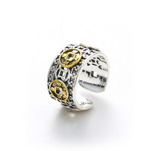 【♡Lovely girls house♡】Chinese Retro Copper Coin Opening Ring for Men Women Feng Shui Pixiu Rings Amulet Wealth Lucky Ring Finger Jewelry
