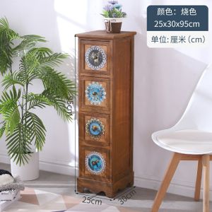 American-Style Solid Wood Living Room Wall Drawer Type Light Luxury Multi-Functional Chest of Drawers Bedroom Bedside Side Clip Seam Cabinet Simple