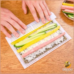 Digeo Diy Washable Reusable Portable Sushi Roller Maker Mats Nori Rice ball Mold Tool