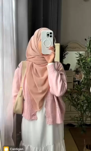 Cardigan Rajut Leher V Bersulam Berkancing Depan Lengan Panjang Outer Baju Bunga Flower Cloth Long Sleeve Top小香风长袖碎花外套上衣