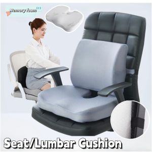 Seat Cushion Lumbar Support Memory Foam Office Chair Car Seat Pad Backrest Pillow Relieve Pain